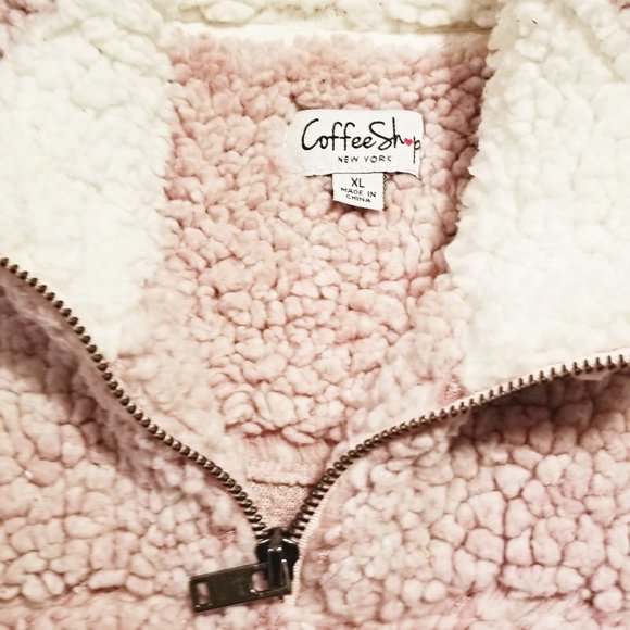 Coffee Shop New York Fleece Pullover Sherpa Sweater- Girls Sz XL - Picture 3 of 4